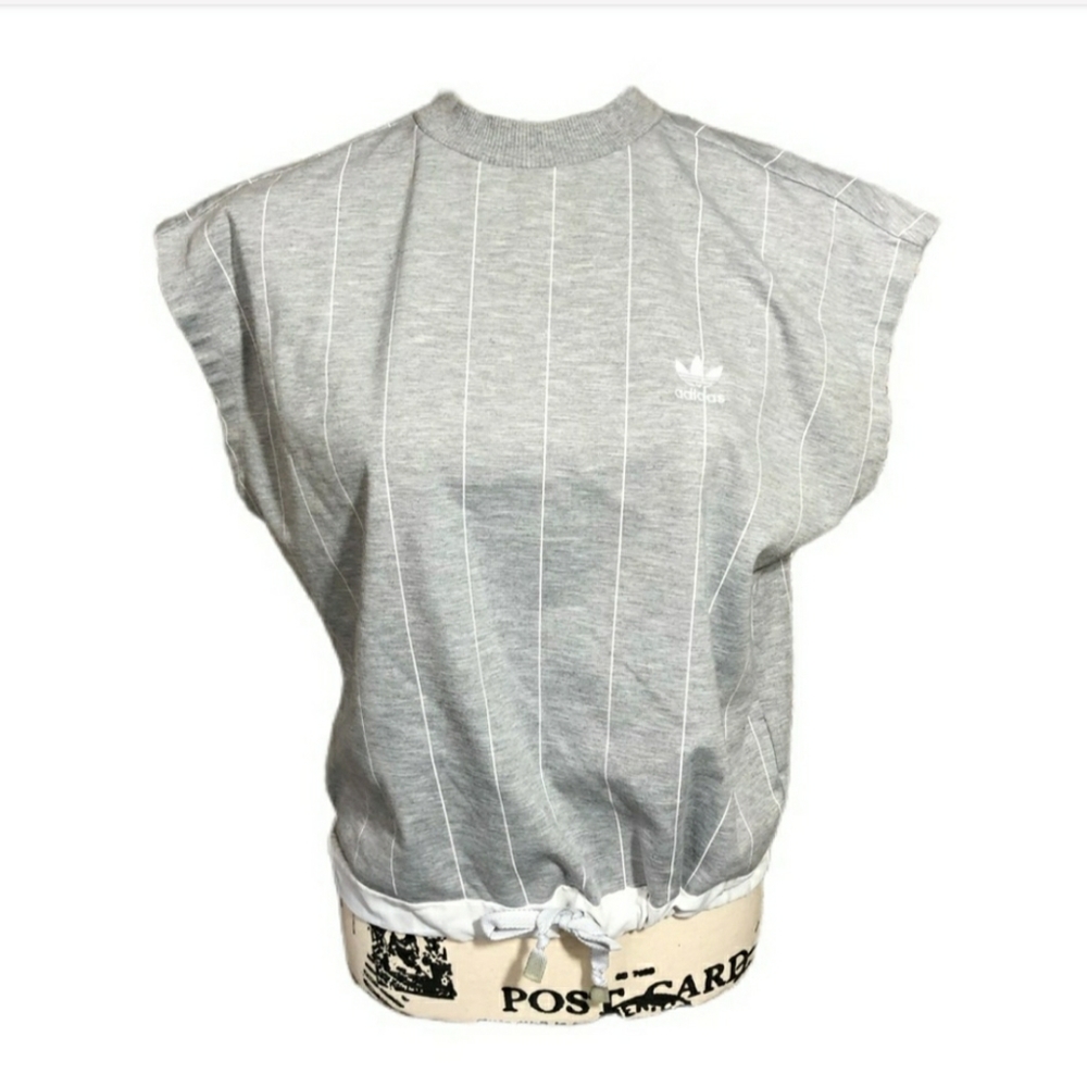 Adidas Gray White Sleeveless Tank Top
